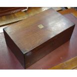 A Victorian brass bound walnut writing box, fitted interior, c.