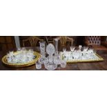 Glassware - cut glass crystal vases; wine glasses; bowls; brandy balloons; decorative gilt mirrors;