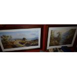 After Rex Preston, a pair, Peaceful Retreat and Moorland View, framed prints, 49.5cm x 70.