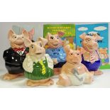 A family of five Wade Nat West Pig Money Banks, Sir Nathaniel, Lady Hilary, Annabel,