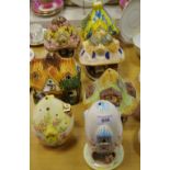 Pottery - a Dereck Fowler and Peggy Joy collection of night light lamps including Bruin Cottage,