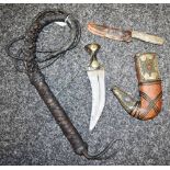 Boxes and Objects - a bull whip; an Eastern dagger,