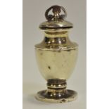 A Victorian silver vase shaped spice or cayenne pepper box and spoon, Saunders & Shepherd,