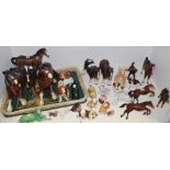 A Beswick model of a brown horse, others Melba Ware; a Sylvac model of a Corgi, other dog models,