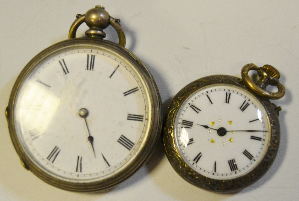 A French silver lady's open faced pocket watch;