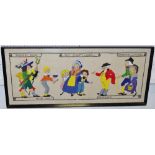 A large felt embroidery depicting Barnaby Rudge, Oliver Twist, Peggoty, David Copperfield,