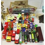 A Matchbox Super Kings Peterbilt truck and trailer; various Matchbox cars;