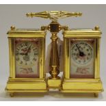 A Sevres type combination desk clock and thermometer