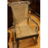 A Ceylonese ebony canework chair
