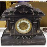 A 19th century belge noir architectural mantel clock, c.
