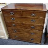 A 19th Century mahogany chest of drawers, two over four graduated cock beaded drawers,