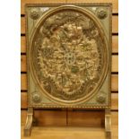 A Louis XVI design painted and parcel-gilt rectangular fire screen,