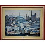 After LS Lowry, Northern Town, a print, 55cm x 74cm,