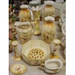 Ceramics - Crown Ducal blush ivory vases, jug; candlesticks, etc.