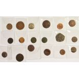 Tokens, UK: collection of bronze seventeenth century traders' tokens, varying condition,