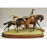 A Border Fine Arts horse racing model, signed Geenty, monogrammed LJ, limited edition 134/250,