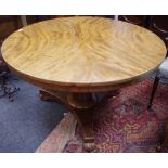 A Victorian mahogany centre table, circular top, canon barrel column, round sockle,
