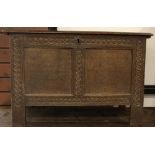 An 18th century oak two panel blanket chest,