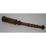 A Victorian turned wood tipstaff/truncheon, painted with crown and V.R.