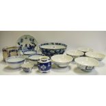 A collection of Chinese blue and white bowls,