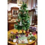 Christmas decorations - a Christmas tree; assorted Christmas decorations; Robin; wreath; candles;