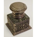 A silver overlaid inkwell,