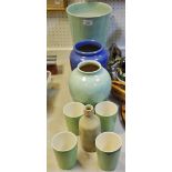 *** Please note amended description *** Pottery - a large Pearsons pottery tapering aqua blue vase,