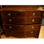 A George III mahogany serpentine chest, of four long graduated drawers, brass swing handles,