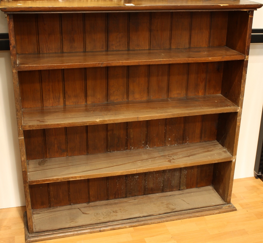 A Victorian pine open bookcase