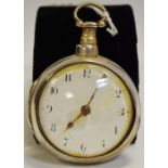 A George III hallmarked silver pair cased verge pocket watch, by Smith of Alfreton,