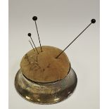 An Edwardian silver hat pin cushion/dressing table box,