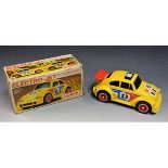 A French Joustra Toys Electro Jet battery powered Beetle racing car, No 3888, yellow body,