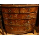 A Victorian mahogany bow-front chest,