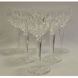 A set of six Waterford cut glass hock drinking glasses