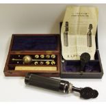A Raphael's Ltd, Hatton Garden, cased Macular Opthalmascope; a Sikes hydrometer,
