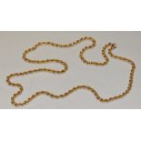 A heavy gauge 9ct gold rope twist necklace, 67cm long,