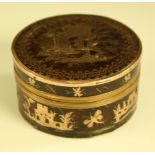 A George III pique ware tortoiseshell circular table snuff box,