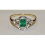 An Art Deco emerald and diamond ring,