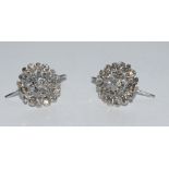 A pair of diamond floral cluster earrings,