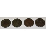 Coins - four George III cartwheel pennies 1797