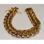 An Italian 18ct gold heavy weight double row interlaced curblink bracelet, compression clasp,