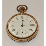 A gold plated American Waltham Traveller pocket watch