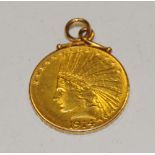 Coins - a United States 10 Dollar coin, 1914, as a pendant,