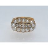A 19th century style diamond and mabe pearl cluster ring,