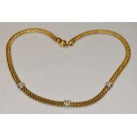 Fope - an 18ct gold diamond accented fancy link snake chain necklace,