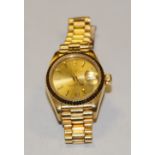 Rolex - a ladies 18ct gold Oyster Perpetual Datejust superlative chronometer bracelet wristwatch,