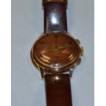 A vintage mid 20th century 18ct gold Chronographe Suisse gentleman's wristwatch,