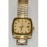 Omega - a vintage 1970s Seamaster automatic wristwatch, TV case and gilt dial, block baton markers,