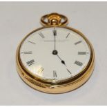 A Victorian 18ct gold open face pocket watch, Lund Blockley & Carter, Bombay and Poona,