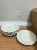 H & H set of 6 Plates Ceramic Deep Vanilla Ivory Tableware